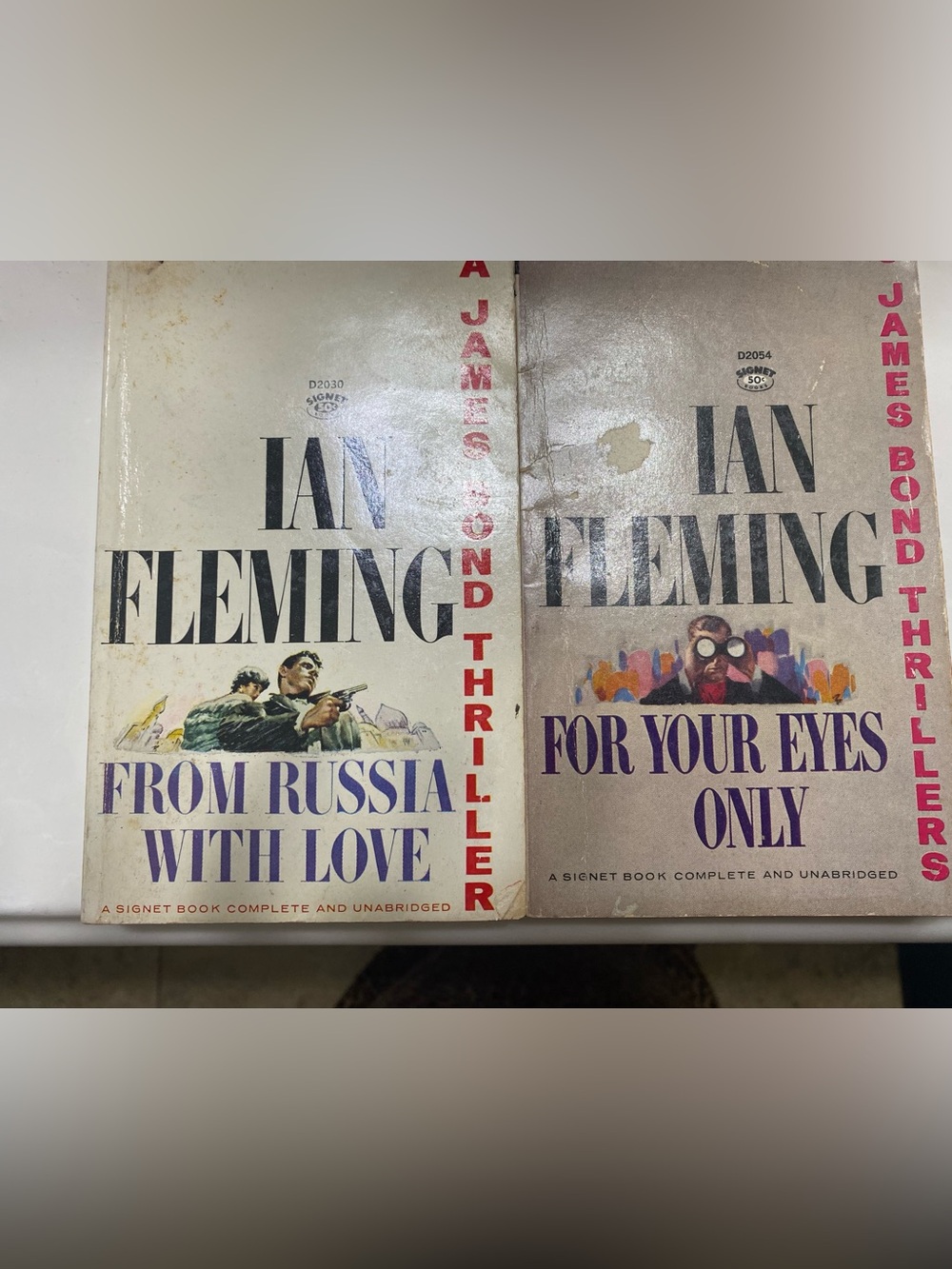 2 Vintage 1960s James Bond 007 Paperback Books by Ian Fleming Signet Editions
